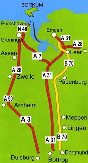 Anreisekarte nach Borkum